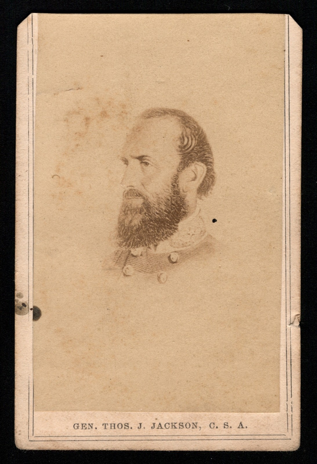 Civil War CDV Confederate General Thomas Stonewall Jackson C.S.A. 1860s Civil War CDV Confederate General Thomas Stonewall Jackson C.S.A. 1860s