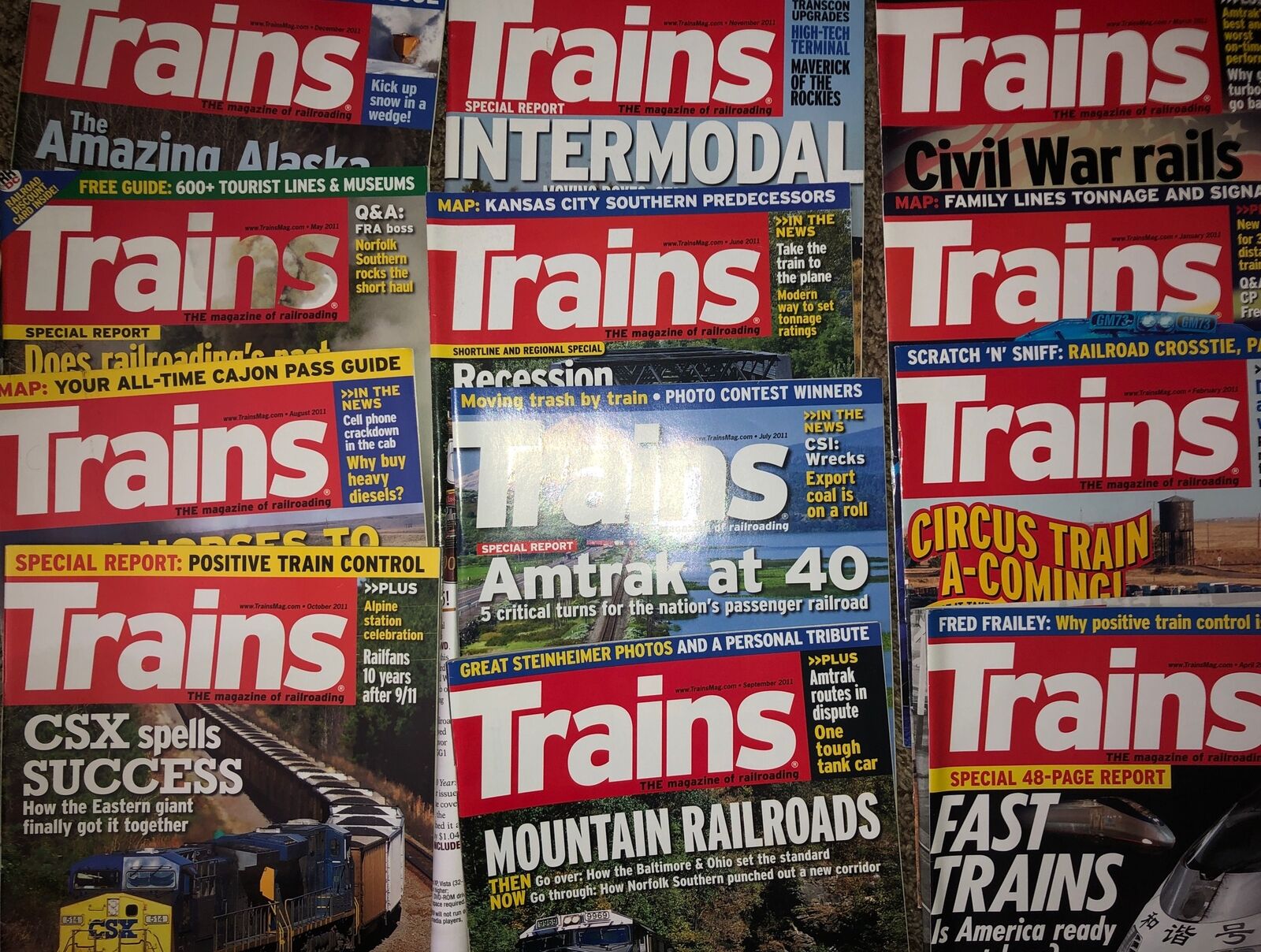Trains 2011 Magazine 12 Issues January February March April May June July Aug