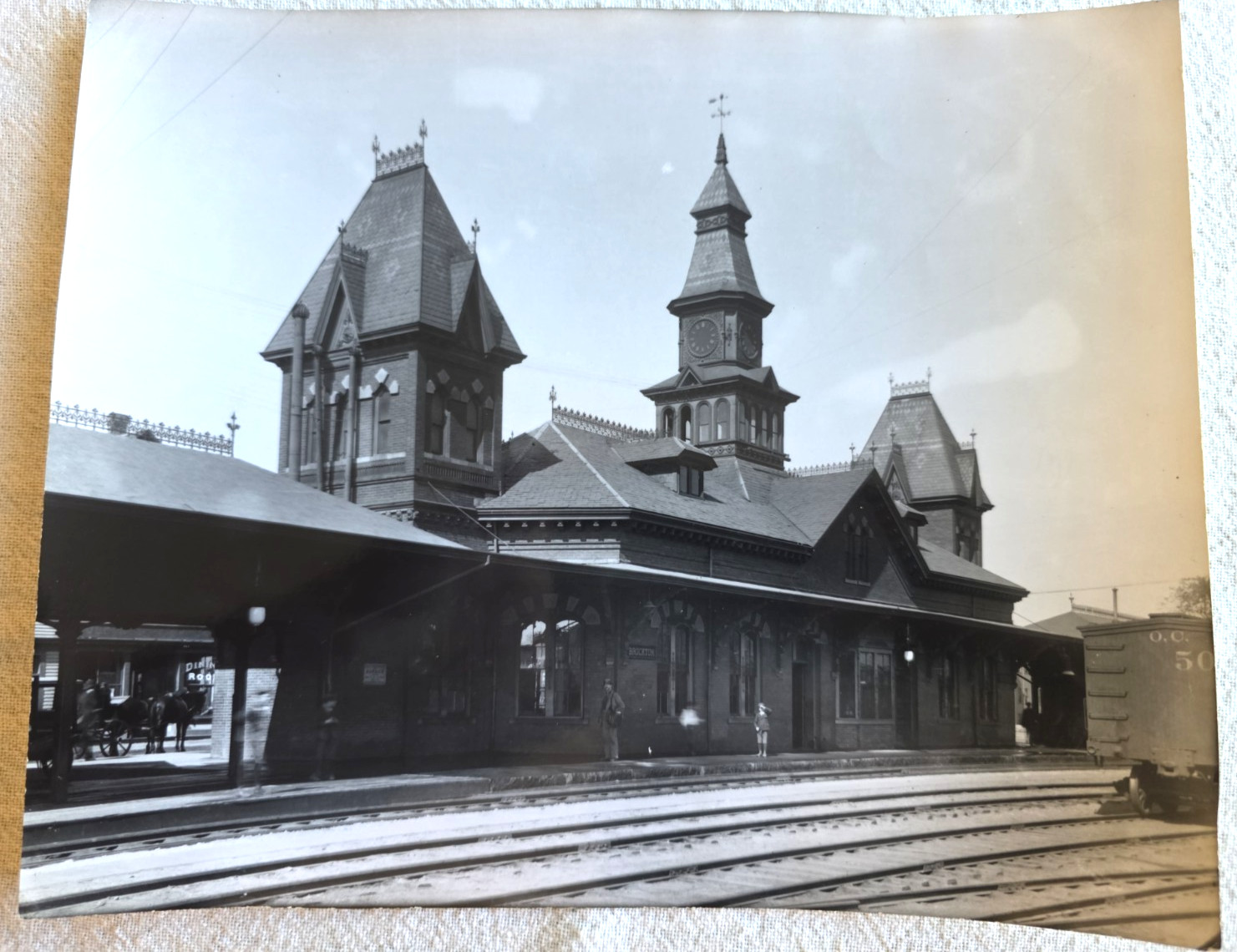 C. 1894 Brockton, MA Train Station 8x10 Photo Mid Century Print C. 1894 Brockton, MA Train Station 8x10 Photo Mid Century Print