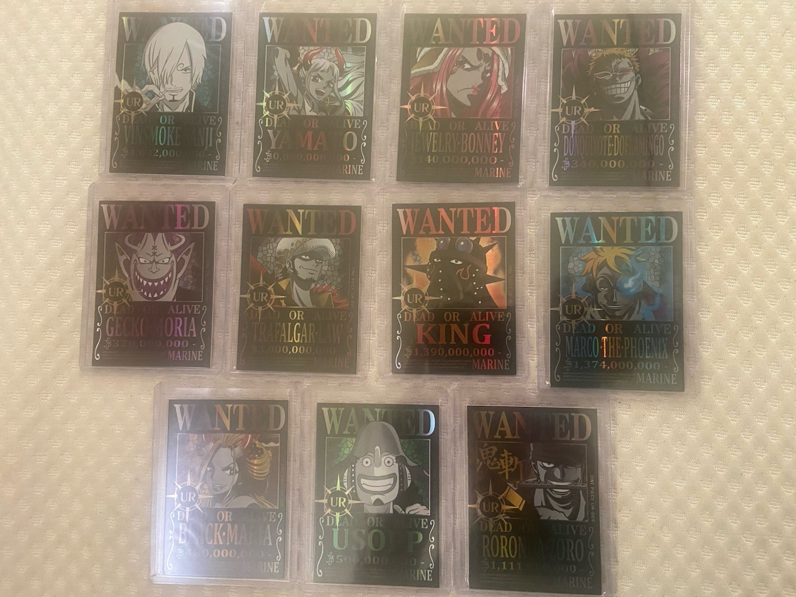 Lot Of 11 One Piece Wanted Dead Or Alive Trading Cards