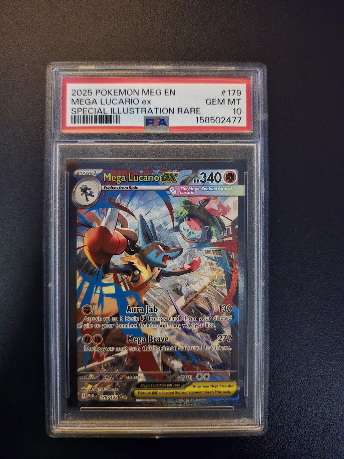 Pokémon TCG PSA 10 Mega Lucario EX 179/132 SIR Mega Evolutions English Gem Mint Pokémon TCG PSA 10 Mega Lucario EX 179/132 SIR Mega Evolutions English Gem Mint