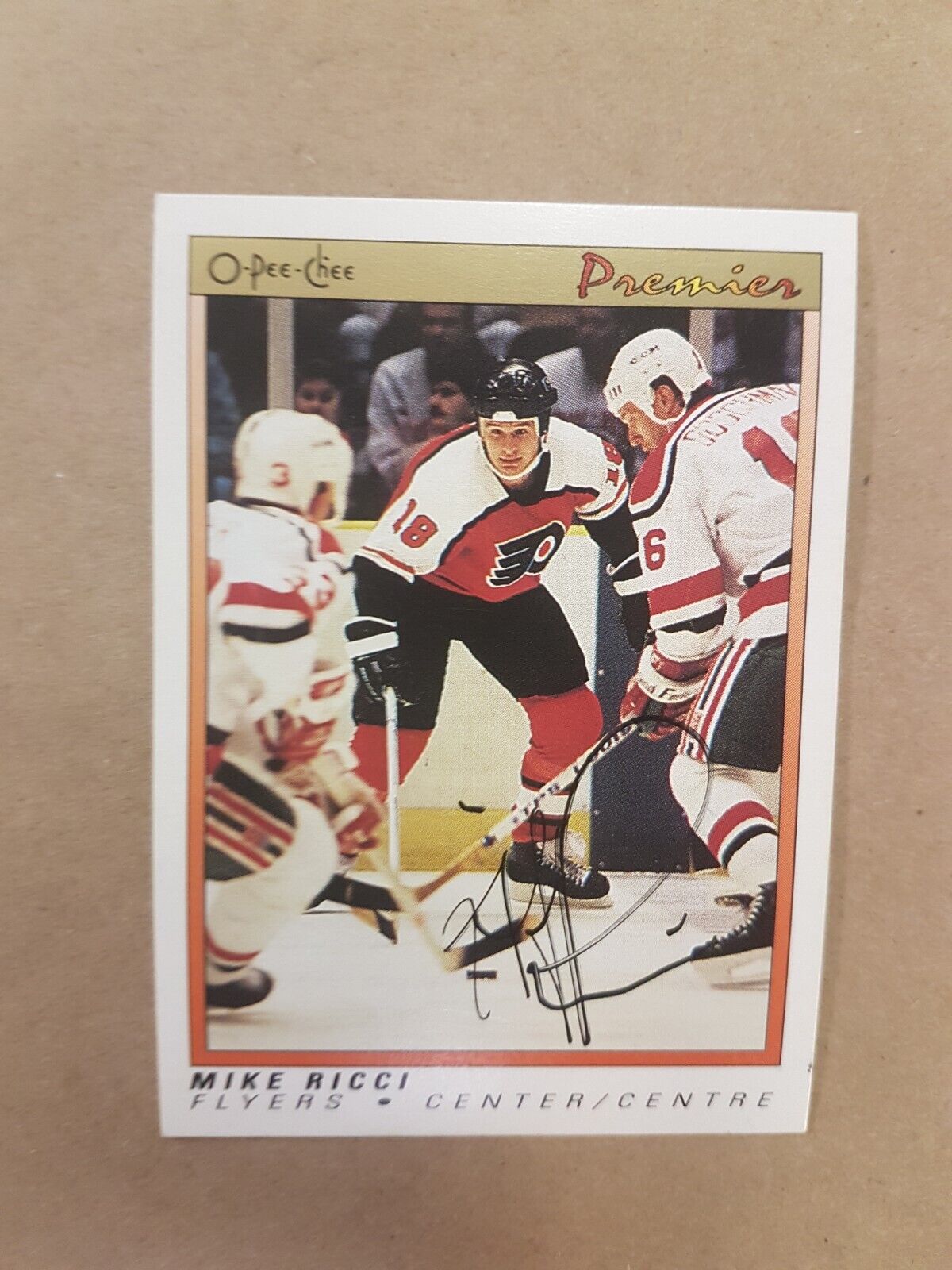Mike Ricci Autograph Card Signed Hockey O-Pee-Chee 1991 rookie