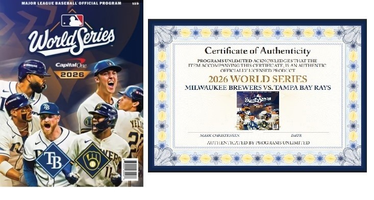 2026 OFFICIAL MLB WORLD SERIES GAME PROGRAM FEATURES MILWAUKEE BREWERS NLCS NLDS