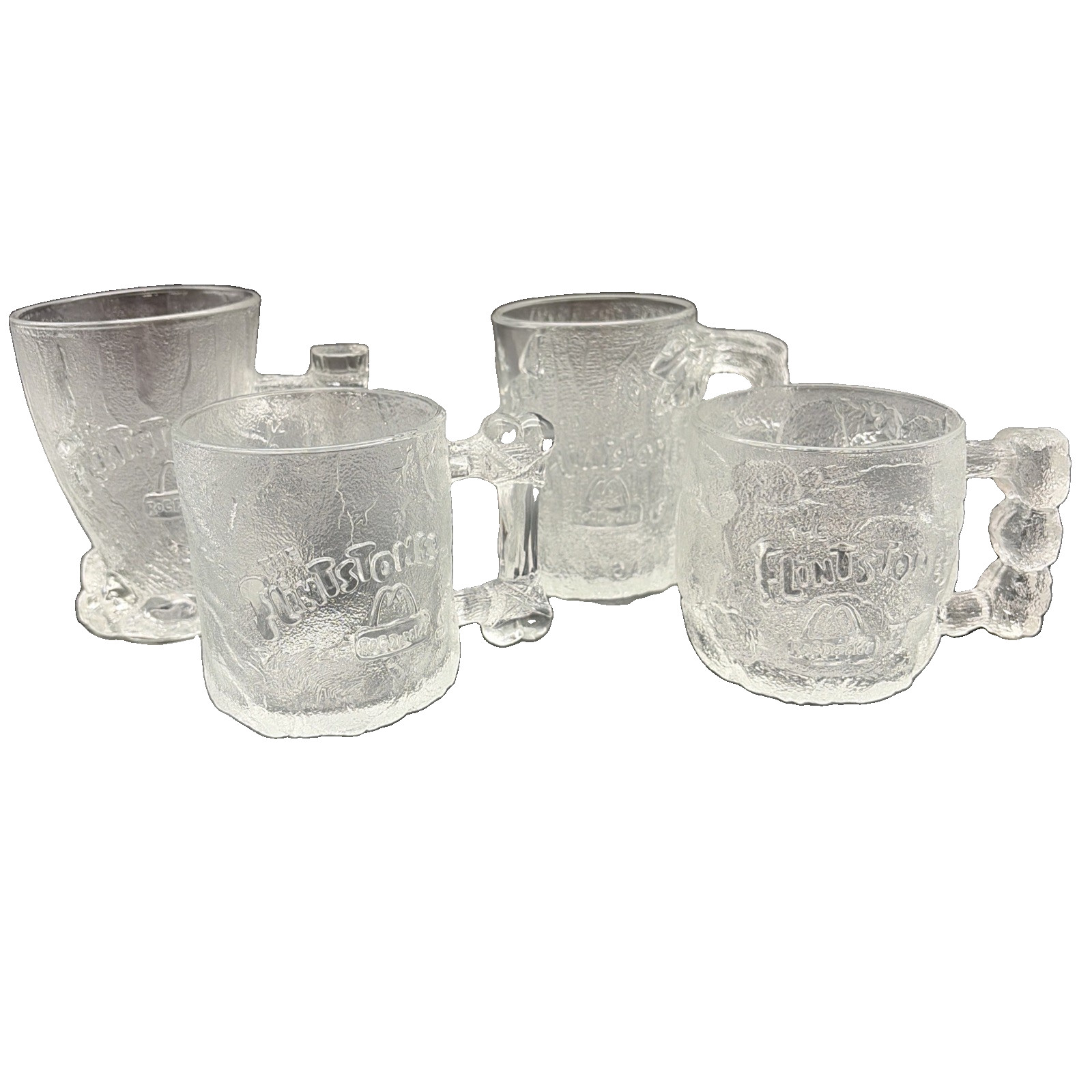 Vintage 1993 McDonald’s Flintstone’s Glass Mugs Complete Set Of 4 RocDonald’s