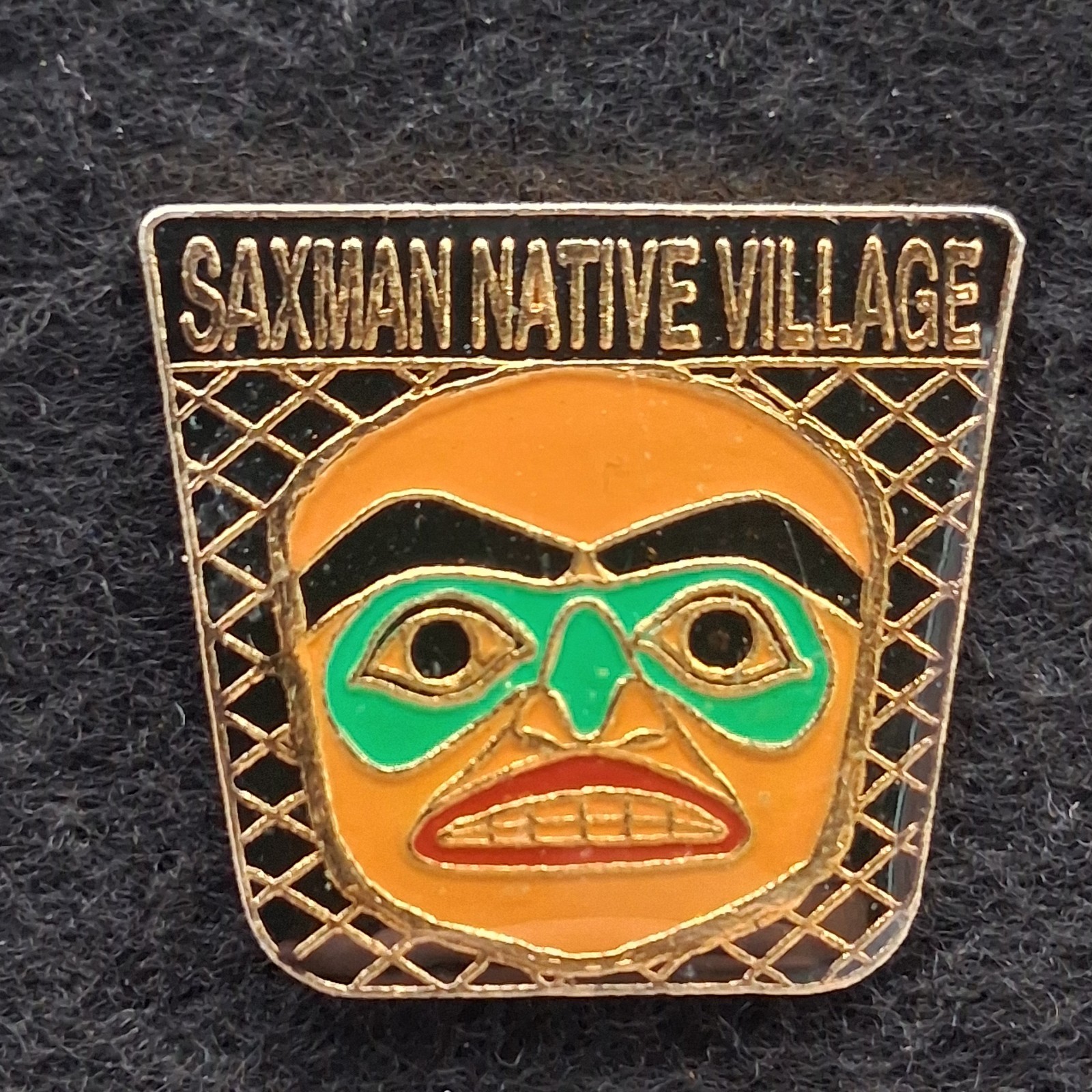 Vintage Saxman Native Village Souvenir Lapel Pin Souvenir Vintage Saxman Native Village Souvenir Lapel Pin Souvenir
