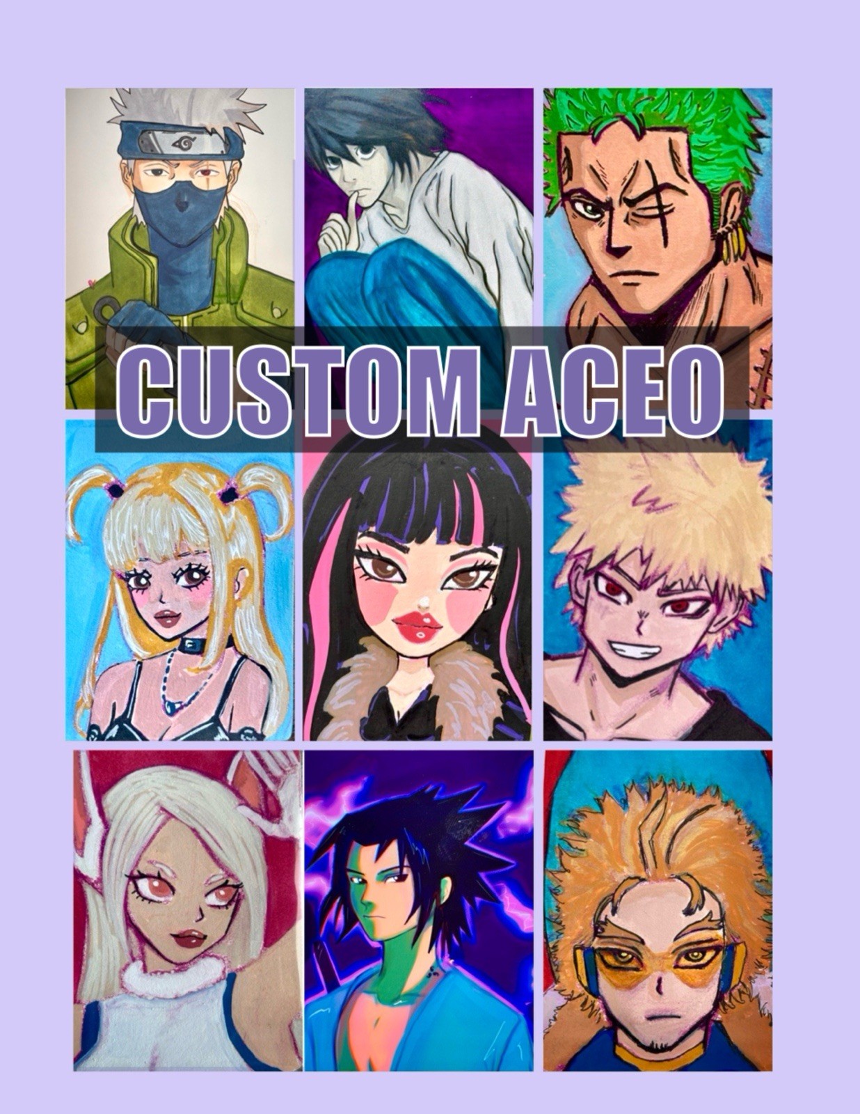 3 CUSTOM ACEO ART CARDS FOR COMMISSION / ANY CHARACTERS YOU WANT FULL COLOR 3 CUSTOM ACEO ART CARDS FOR COMMISSION / ANY CHARACTERS YOU WANT FULL COLOR
