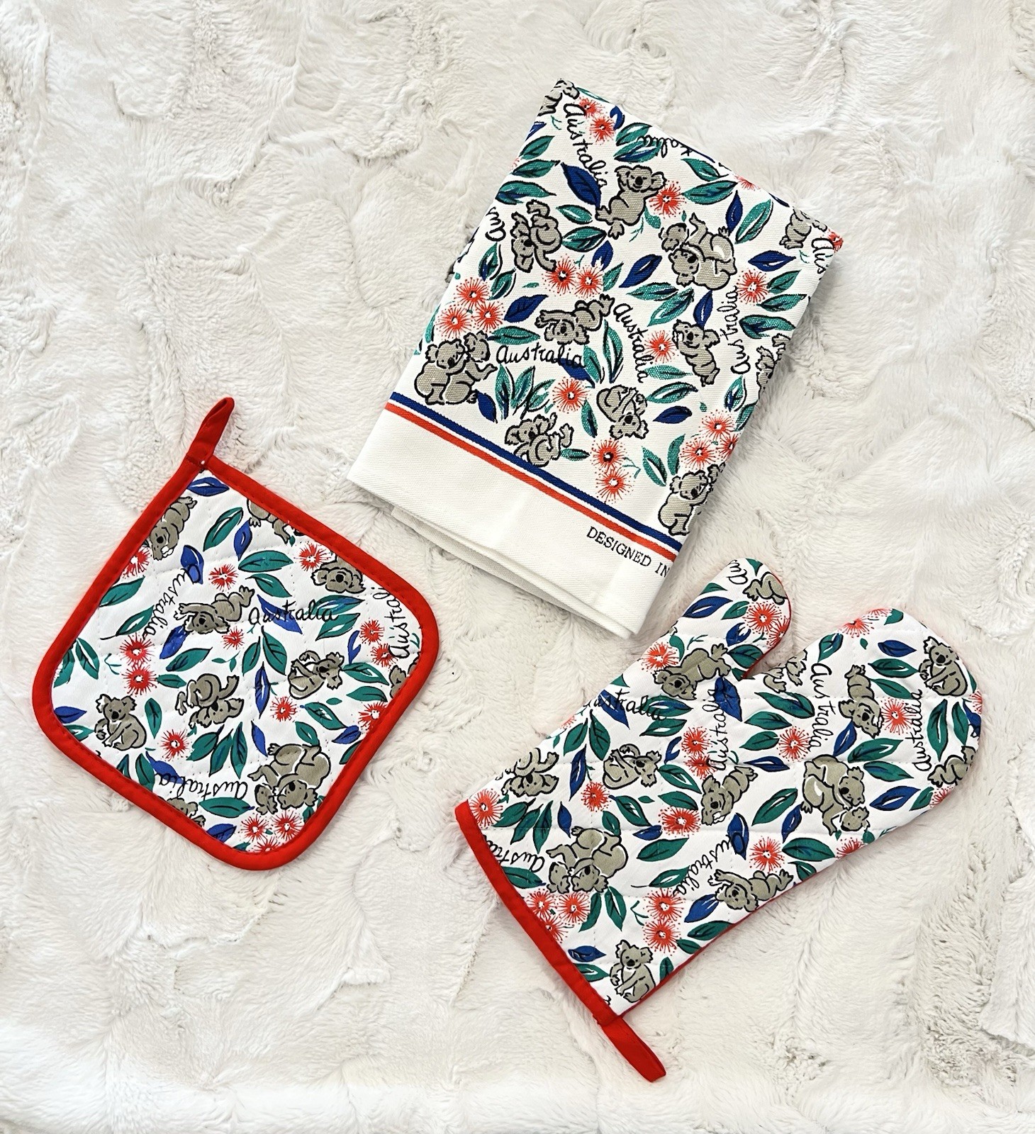 NEW Vtg Elias Australia KOALA Cotton Tea Towel Oven Mitt Hot Pad Australian SET NEW Vtg Elias Australia KOALA Cotton Tea Towel Oven Mitt Hot Pad Australian SET