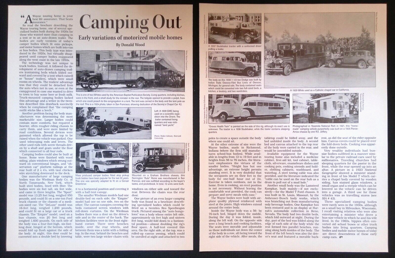 1920\'s \'30\'s Early Motorhome History Info Article \ 1920\'s \'30\'s Early Motorhome History Info Article \