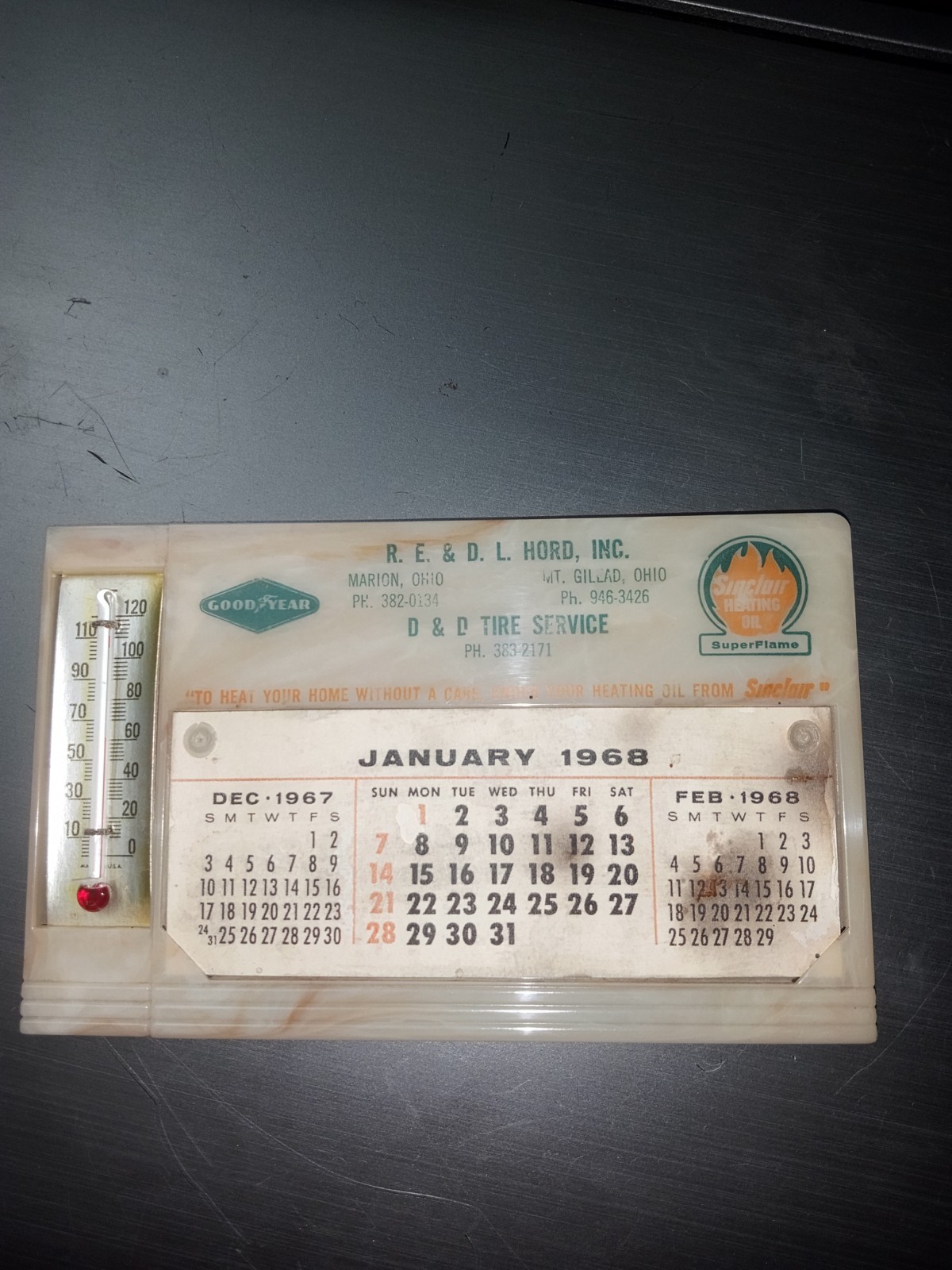 1968 Goodyear Sinclair Heating Oil Complete Calendar And Thermostat 