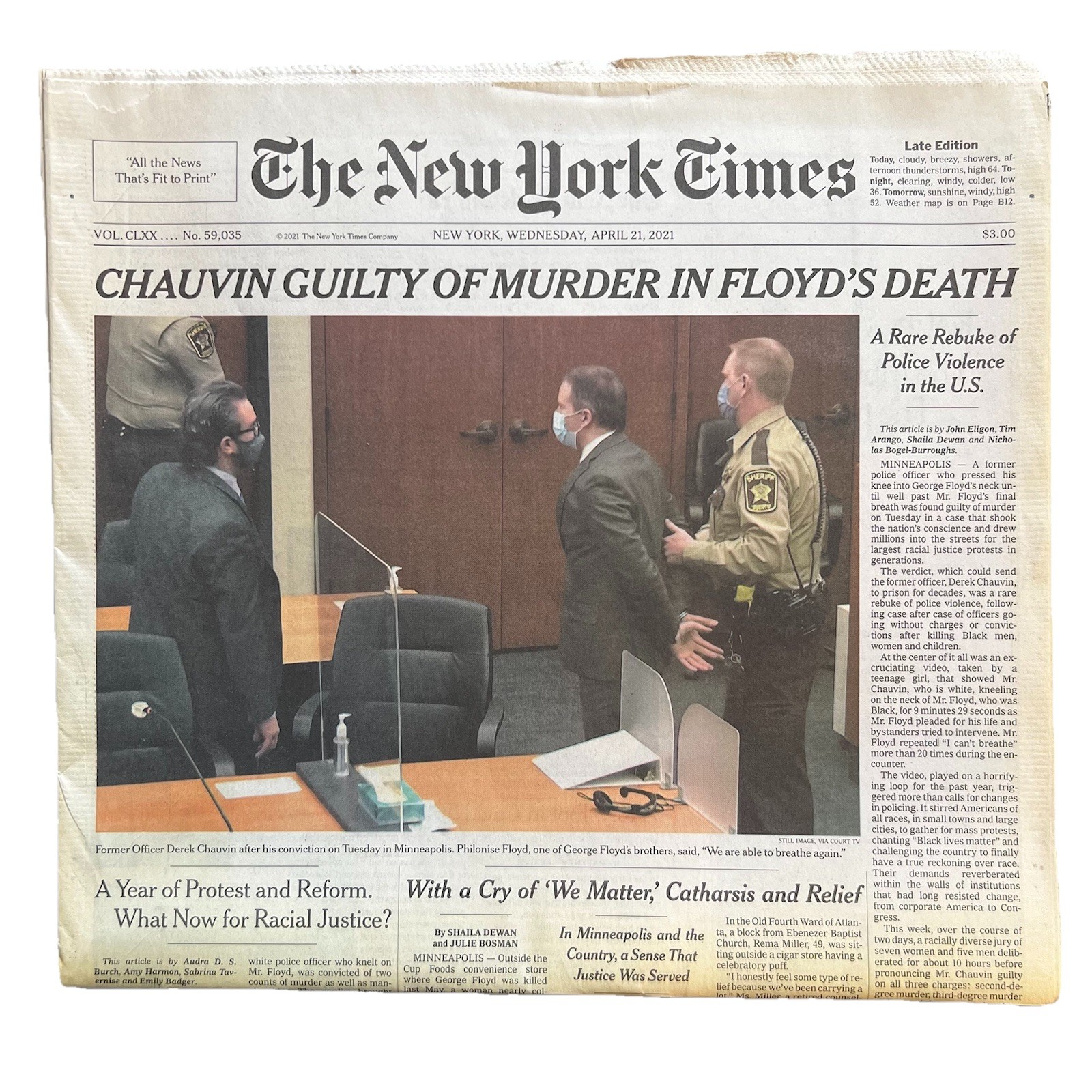 April 21 2021 New York Times Chauvin Guilty Of Murder In George Floyd’s Death April 21 2021 New York Times Chauvin Guilty Of Murder In George Floyd’s Death