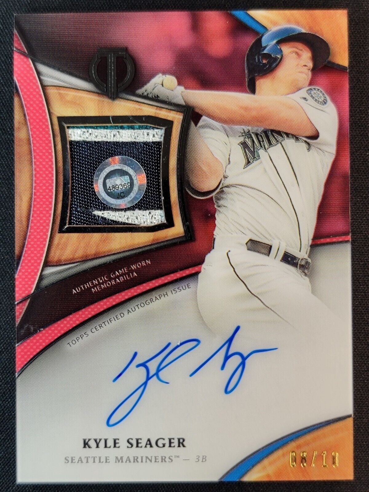 Kyle Seager 2018 Topps Tribute GU CERTIFIED PATCH AUTO 8/10 MARINERS