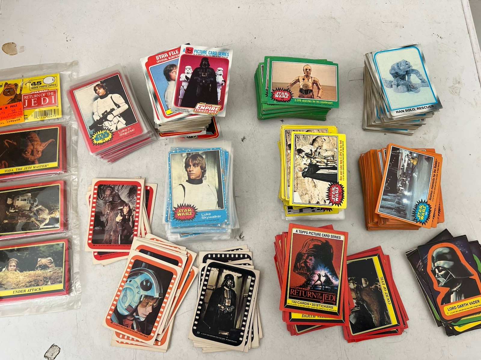 1977, 1980, 1983 Topps OT Star Wars Series Lot of 213 cards and stickers 1977, 1980, 1983 Topps OT Star Wars Series Lot of 213 cards and stickers