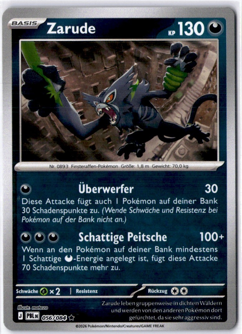 Pokemon Zarude 056/084 - Dark Night - Reverse Holo Near Mint German