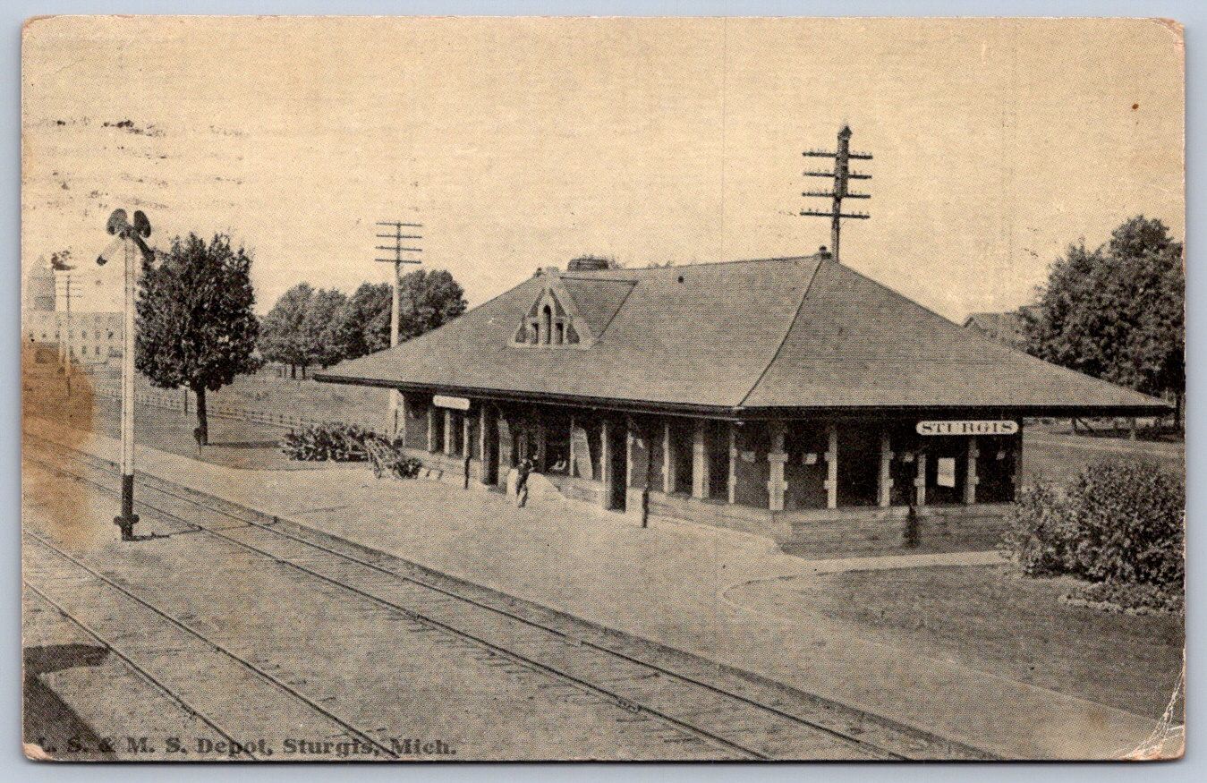 K52/ Sturgis Michigan Postcard c1910 LS&MS Railroad Depot Station 172 K52/ Sturgis Michigan Postcard c1910 LS&MS Railroad Depot Station 172