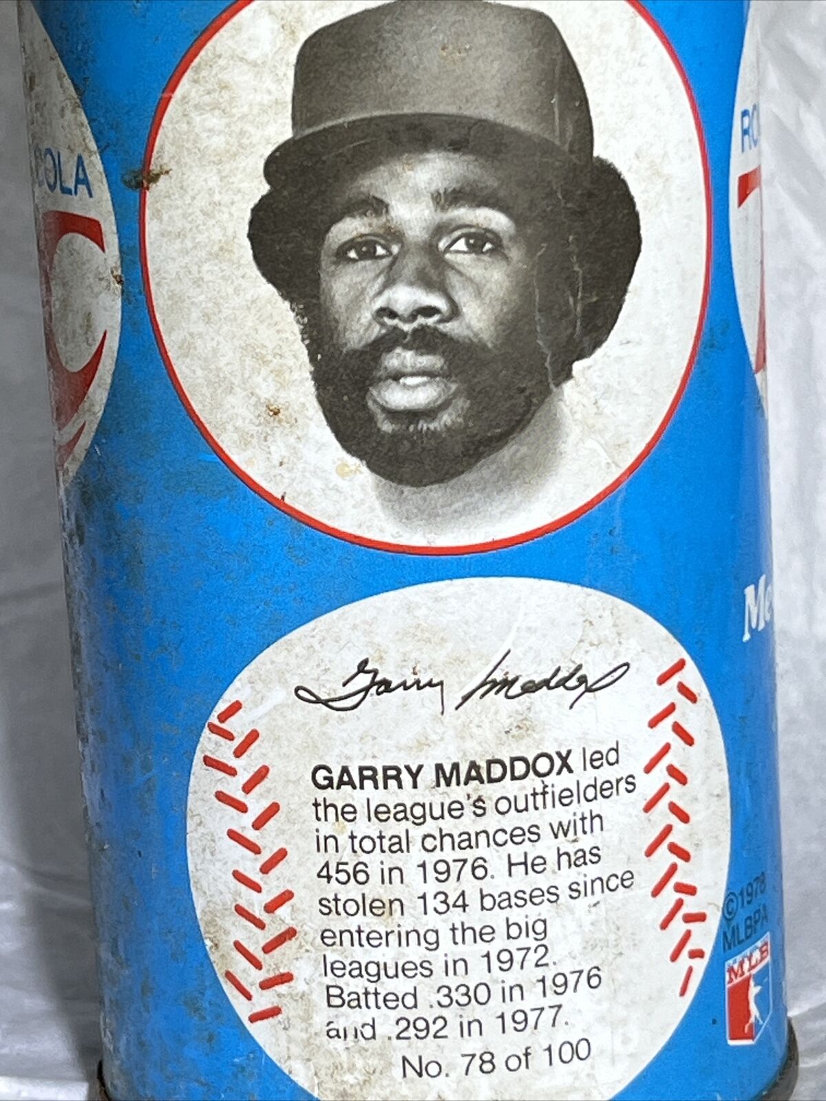 1978 Garry Maddox Philadelphia Phillies RC Royal Crown Cola Can MLB All-Star