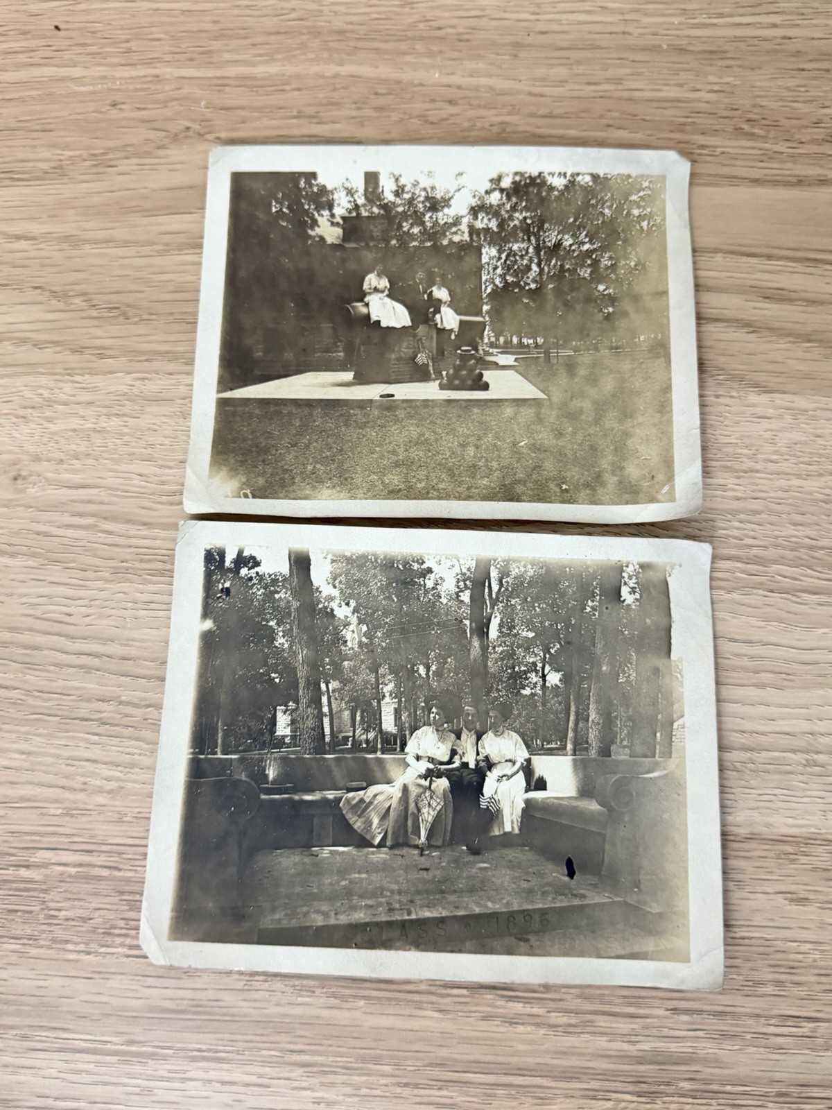 2 Antique 1900s Photos Women Military Cannon Memorial American Flags 1896 2 Antique 1900s Photos Women Military Cannon Memorial American Flags 1896