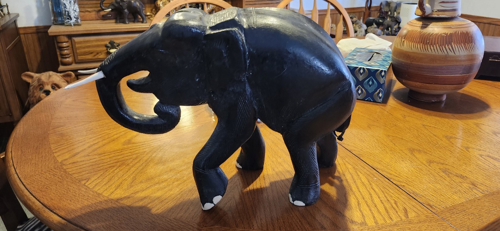 Vintage Ebony Wood Hand Carved Elephant Vintage Ebony Wood Hand Carved Elephant
