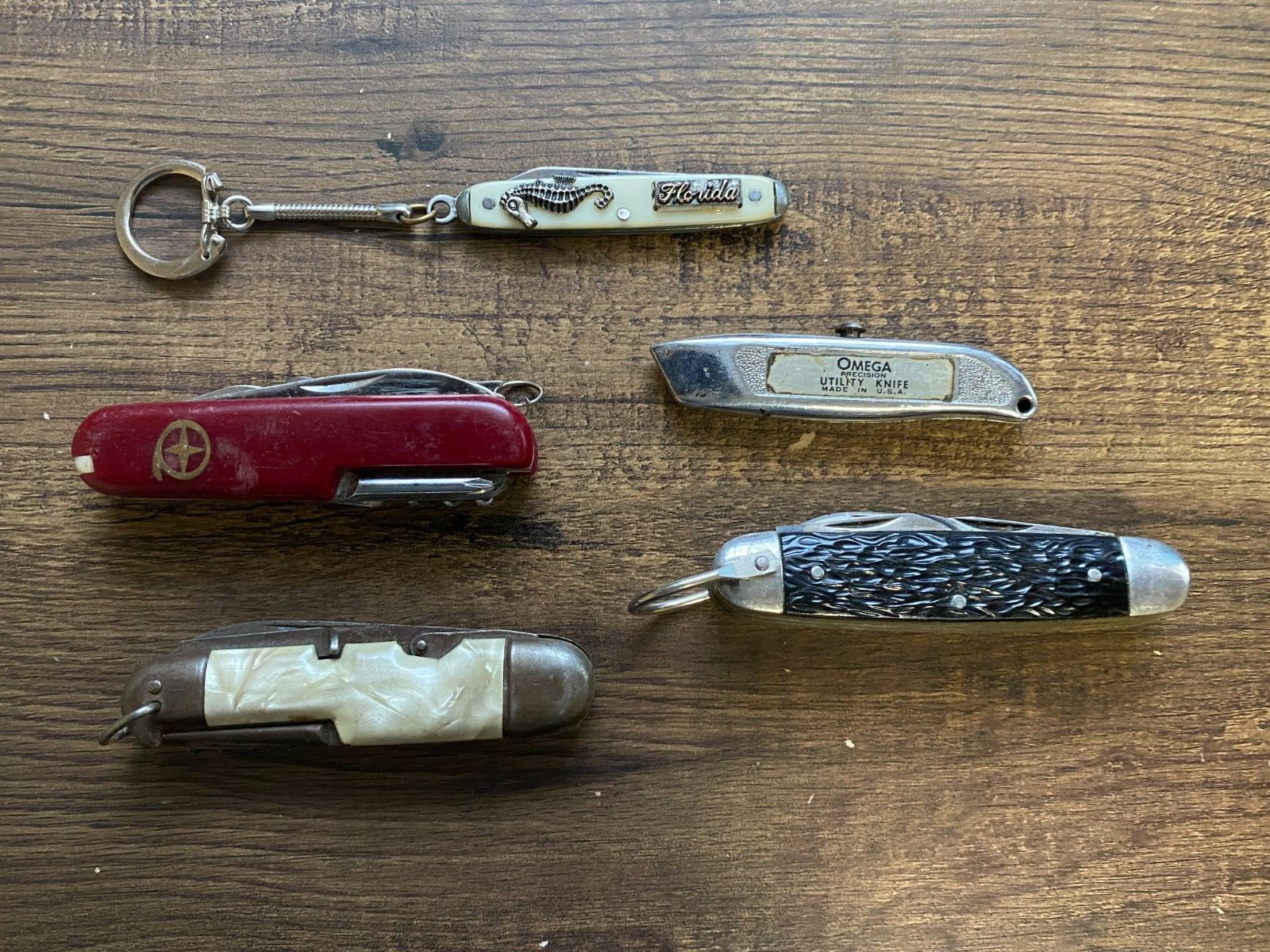 Lot of 5 Old Pocket Utility knives - Imperial - Omega - Some Parts & Repair