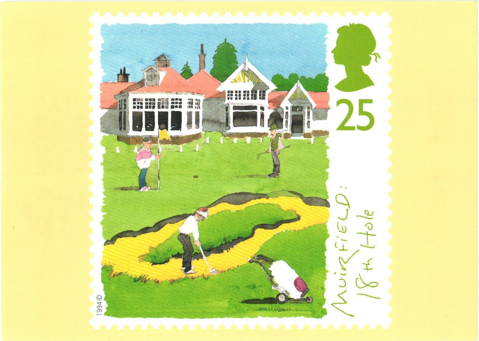 Muirfield Scotland 18th Hole Golf Course Royal Mail PHQ Stamp Postcard 1994 Muirfield Scotland 18th Hole Golf Course Royal Mail PHQ Stamp Postcard 1994