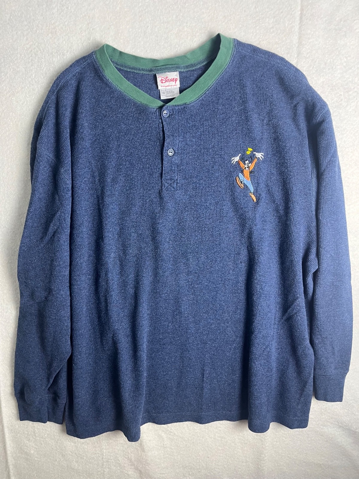Vintage Disney Goofy Henley Shirt Men's 2XL Long Sleeve Thermal Embroidered Vintage Disney Goofy Henley Shirt Men's 2XL Long Sleeve Thermal Embroidered