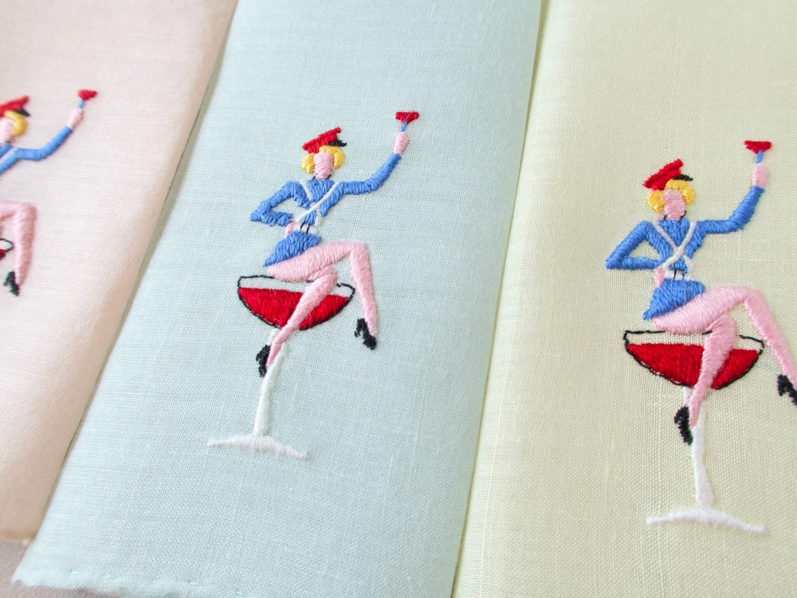 All Aboard Vintage Italian Embroidered Cocktail Napkins, Set of 6 All Aboard Vintage Italian Embroidered Cocktail Napkins, Set of 6