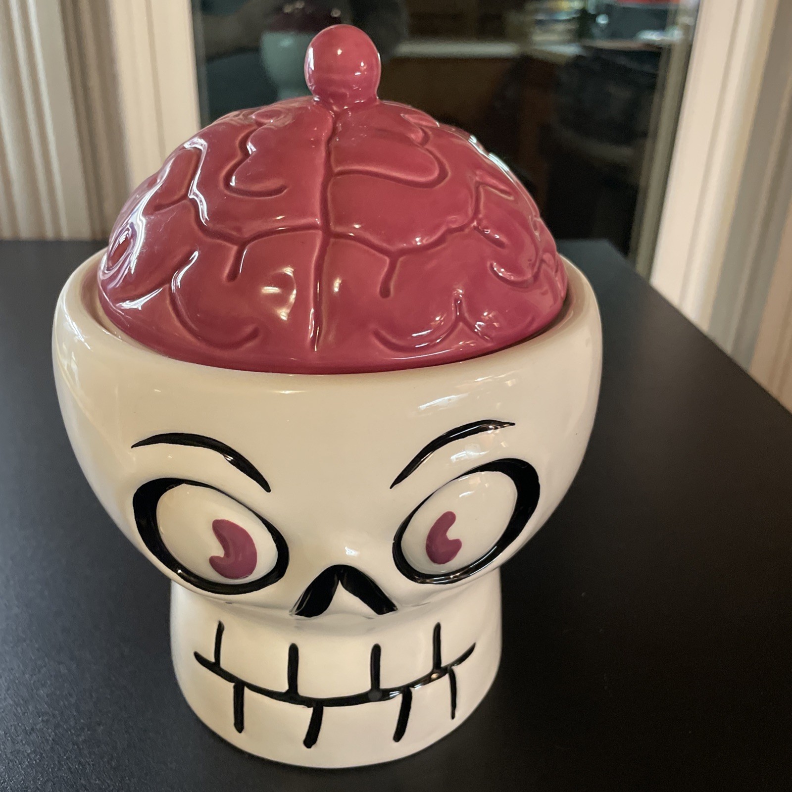 Hyde and Eek Cookie /Candy Jar Halloween Candy Holder With Brains Lid