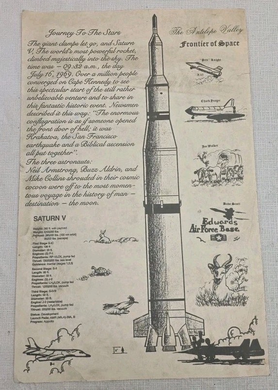 Early 1969 Apollo RARE NASA Saturn V Cardstock Poster 17x11 Artwork Art