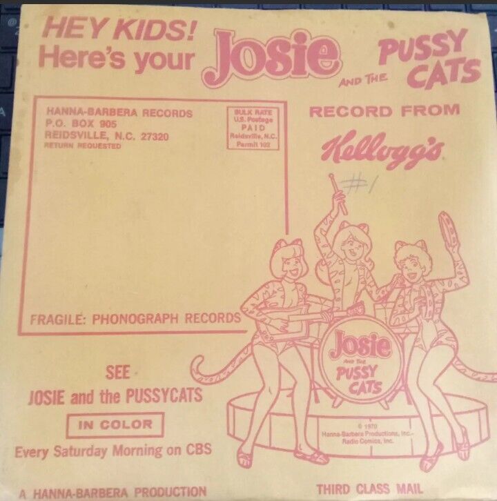 VERY VERY RARE CAPITOL REC Josie and the Pussycats record from Kellogg\'s (1970)