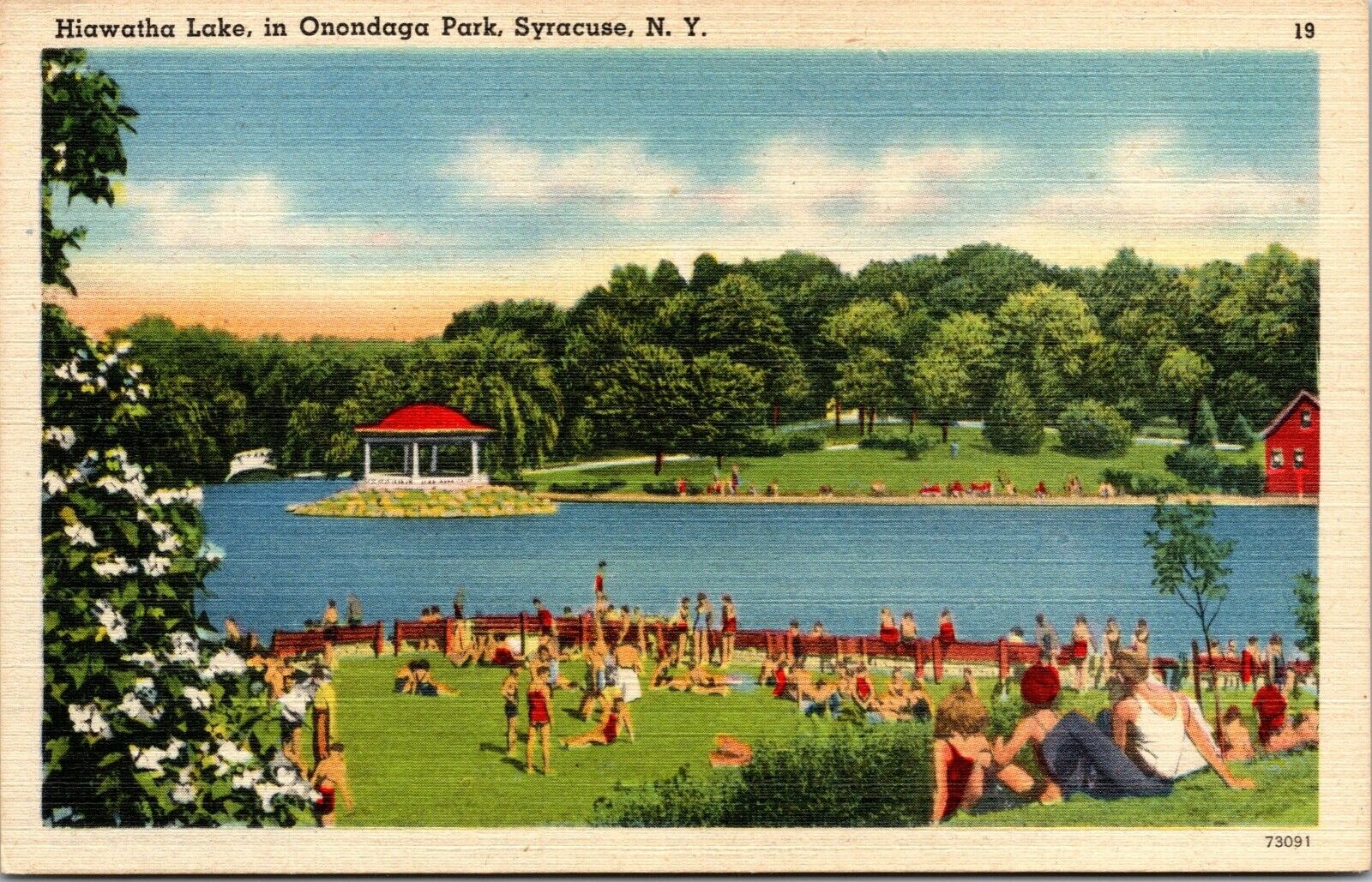 Vtg 1930\'s Hiawatha Lake Onondaga Park Chief Iroquois Syracuse NY Postcard