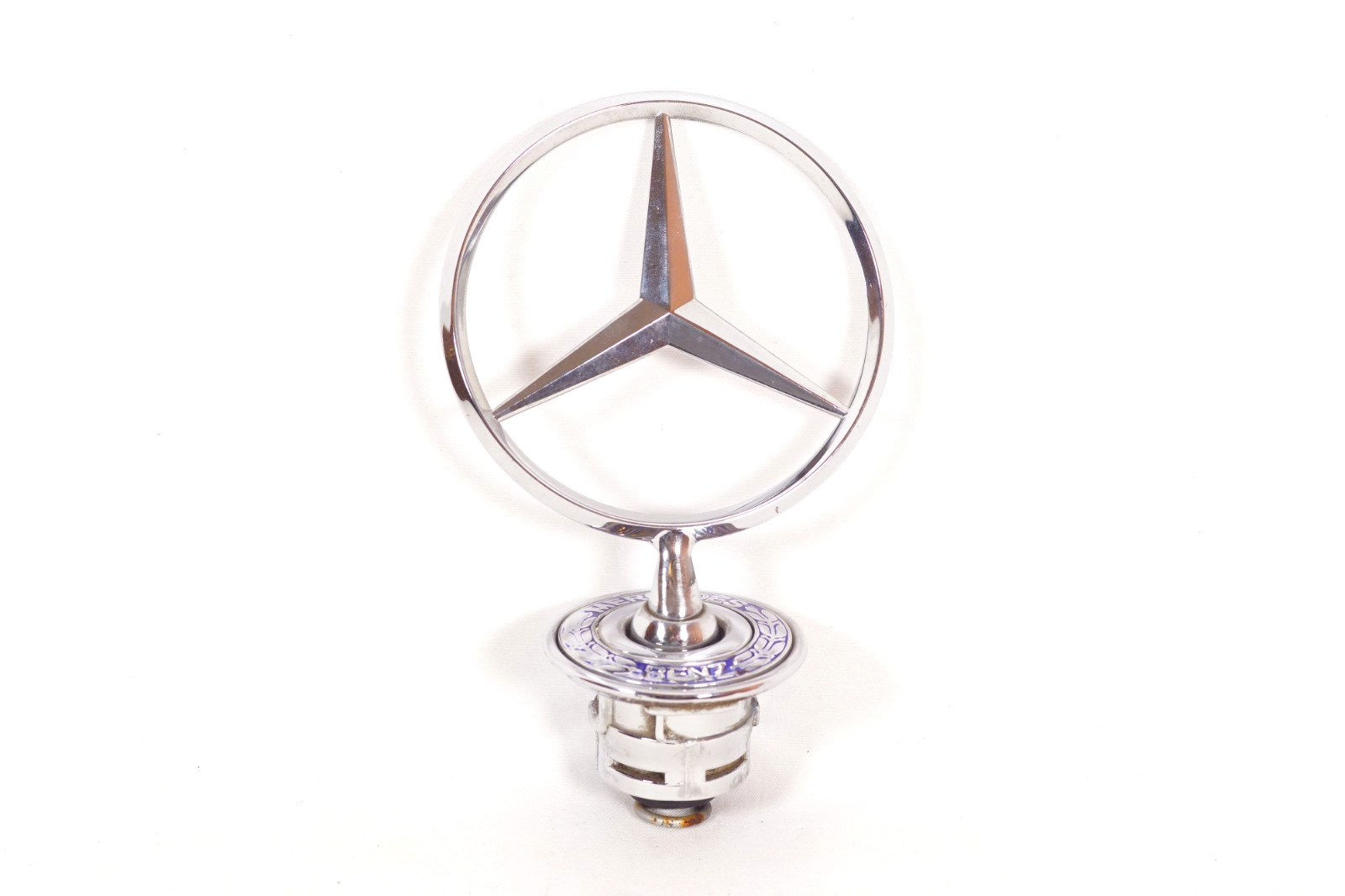 Mercedes Benz Hood Ornament MB Star Blue Enamel Base