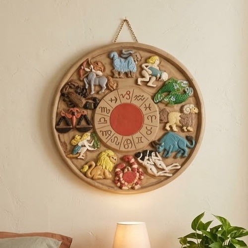 1960s/1970s Vintage Mid-Century Modern Zodiac Carved Wall Plaque Astrology 22” 1960s/1970s Vintage Mid-Century Modern Zodiac Carved Wall Plaque Astrology 22”