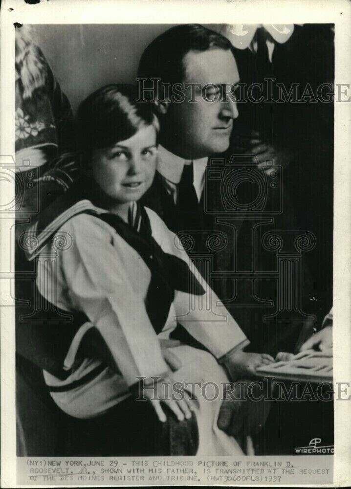 1937 Wirephoto This childhood picture Franklin Roosevelt Jr and his father 11X8