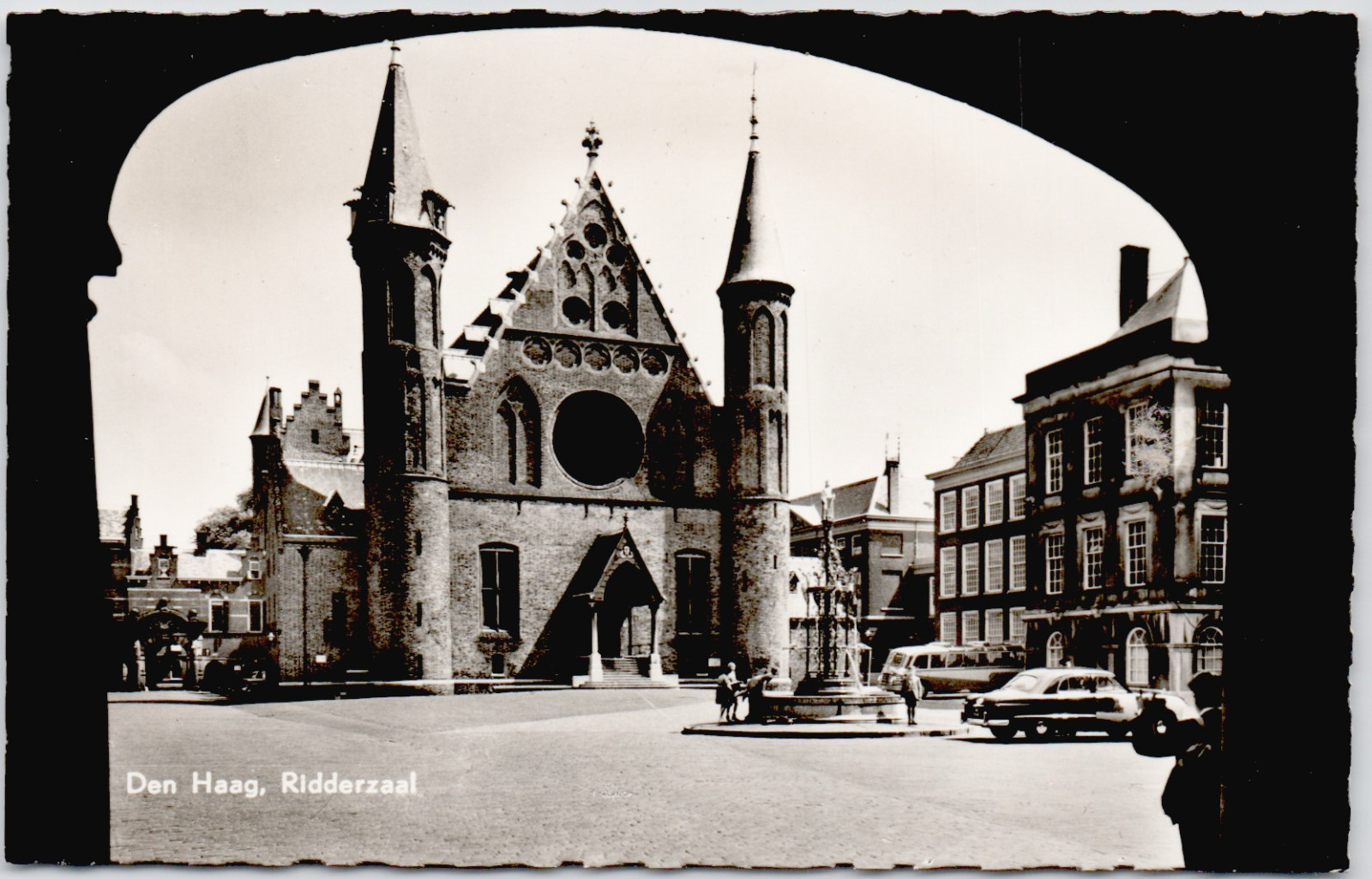 Netherlands Den Haag 1950s Ridderzaal Binnenhof Fontein Plein Real Photo RPPC PC