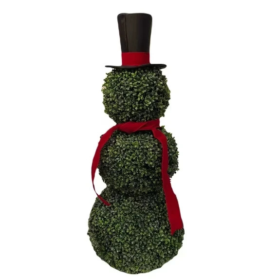 Boxwood Snowman Topiary Christmas Decoration 32\ Boxwood Snowman Topiary Christmas Decoration 32\