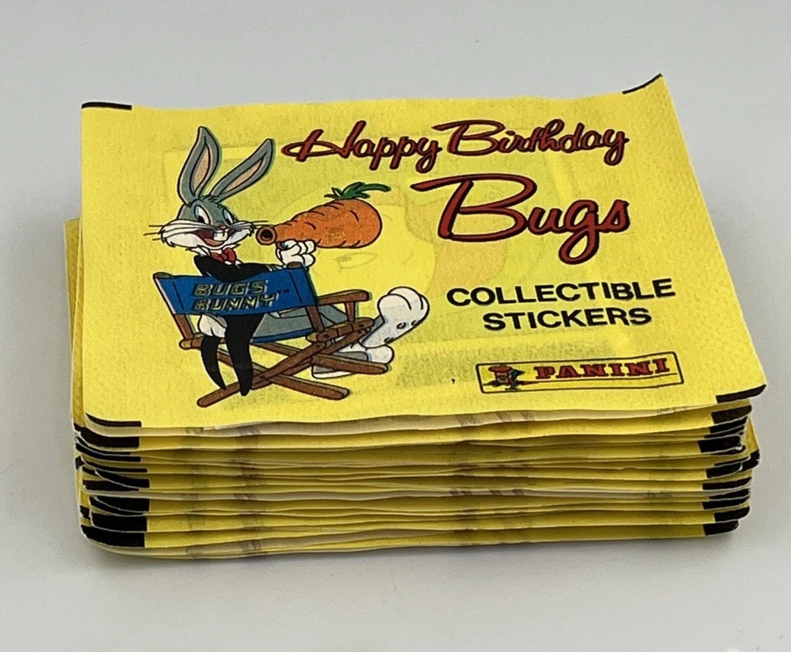 20 Rare Panini Happy Birthday Bugs Collectible Sticker Packs (Some Loose Seals) 20 Rare Panini Happy Birthday Bugs Collectible Sticker Packs (Some Loose Seals)