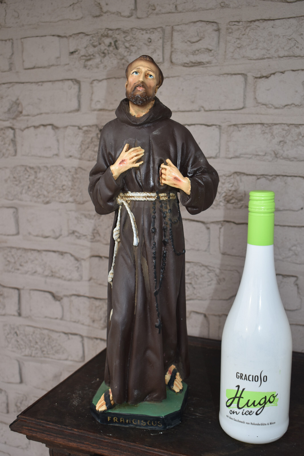 Antique rare chalk statue saint Francis of Assisi religious Antique rare chalk statue saint Francis of Assisi religious