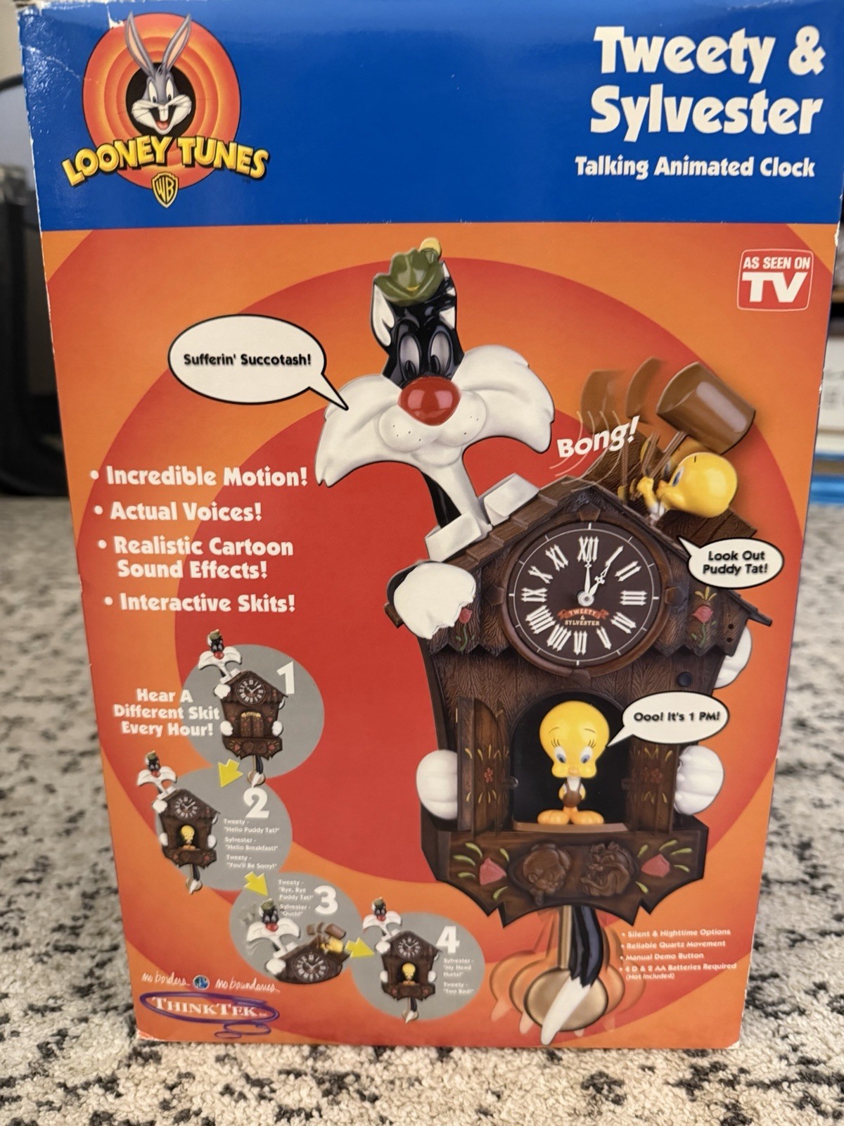 VERY RARE NEW Looney TuneS Tweety & Sylvester Talking Animated Wall Clock Batt VERY RARE NEW Looney TuneS Tweety & Sylvester Talking Animated Wall Clock Batt