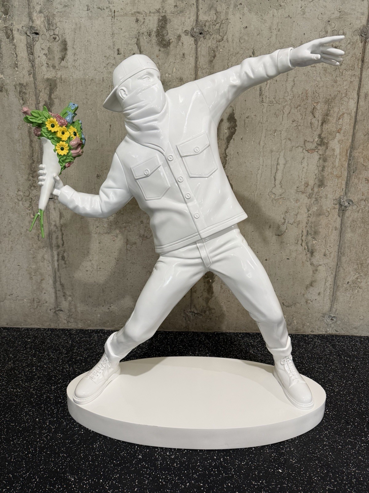 Banksy Brandalism Medicom Sync 3FT Flower Bomber White Statue 2020 w/ Box