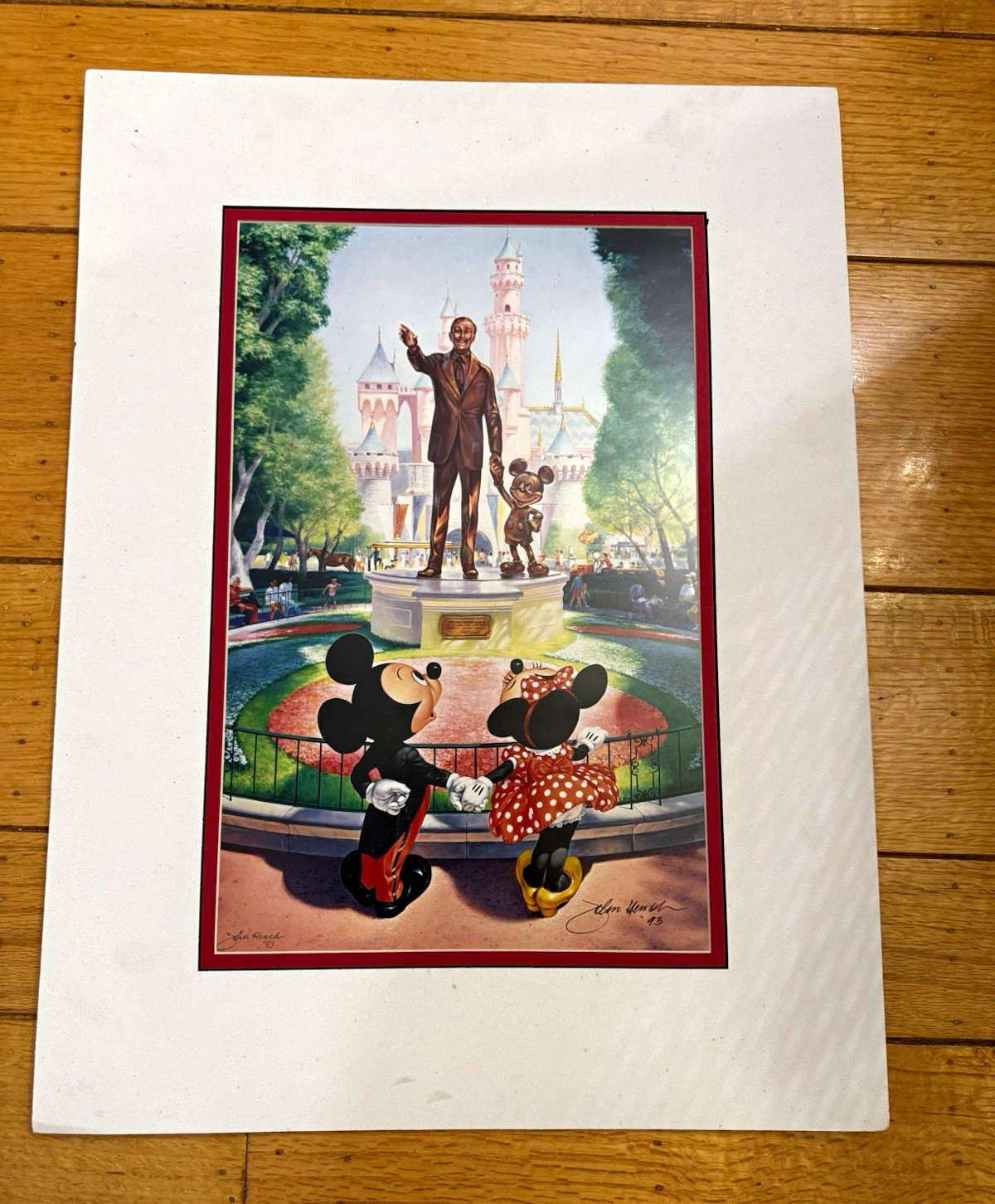 1993 Disney John Hench Partners Statue Lithograph Print Mickey Walt signed