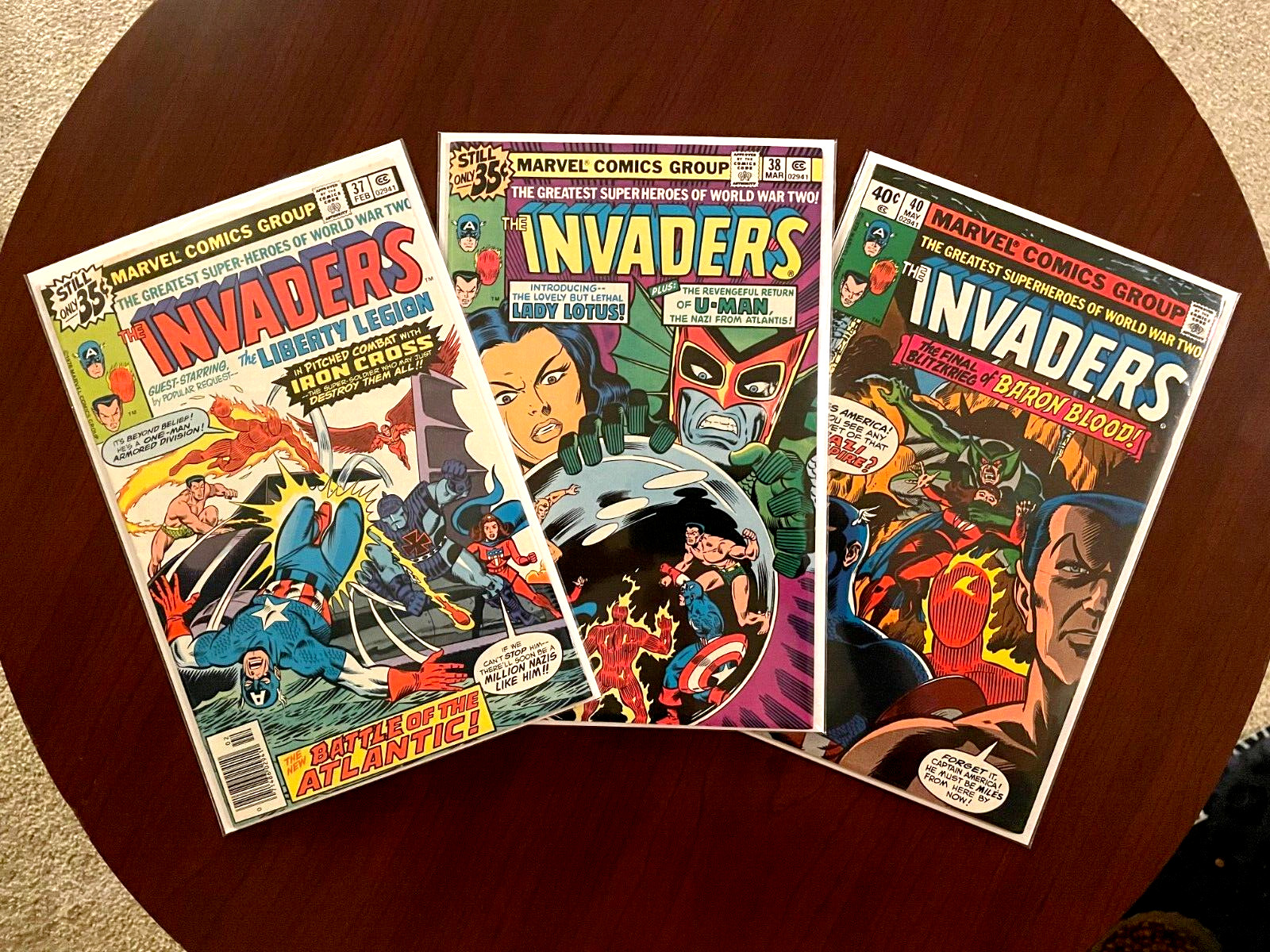 (Lot of 3 Comics) Invaders #37 #38 #40 (Marvel 1979) Bronze Age 1st Lady Lotus