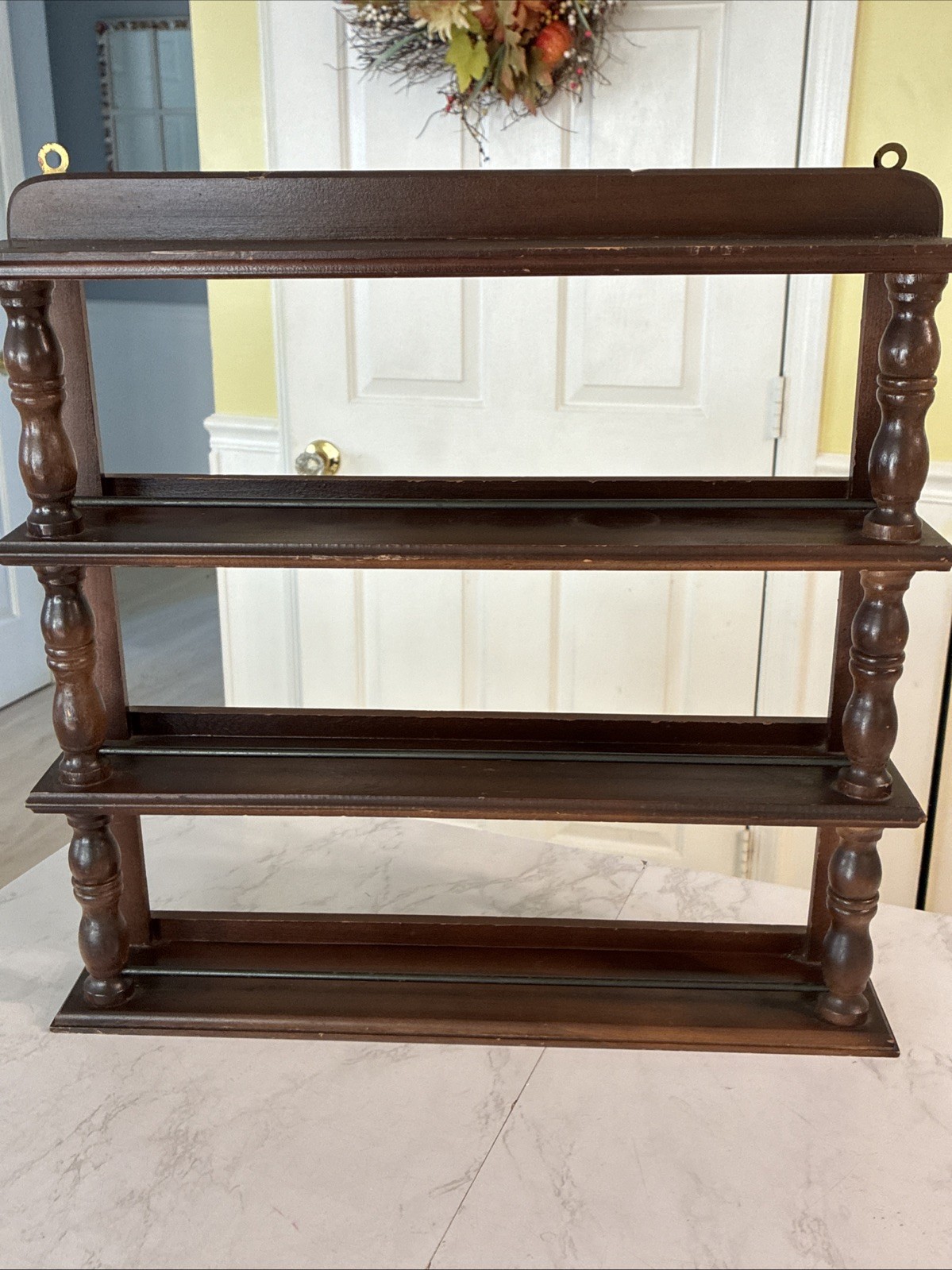Vintage Wood Spice Rack Wall Hanging 3 Tier 17” Wooden Shelf Vintage Wood Spice Rack Wall Hanging 3 Tier 17” Wooden Shelf