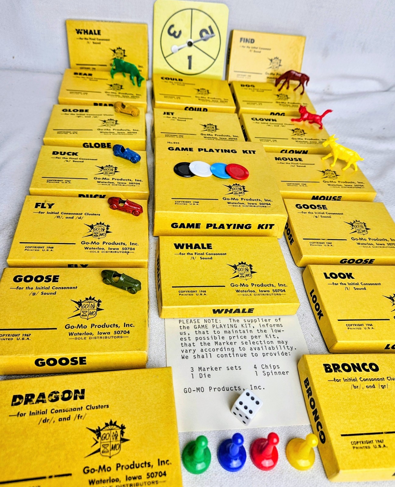 Vintage 1967 & 1968 Go-Mo Game Playing Kit Phonics Speech Teaching Lot Vintage 1967 & 1968 Go-Mo Game Playing Kit Phonics Speech Teaching Lot
