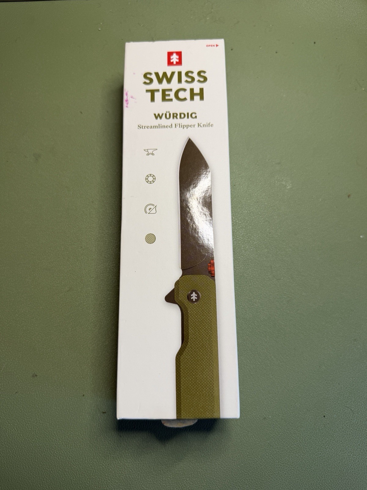 Swiss Tech Würdug Wurdig Flipper Pocket Knife - Aus-8, Ceramic Bearing, Micarta