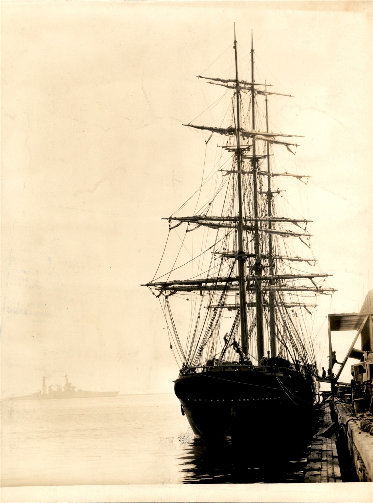 GA226 Approx 1920s Original Photo OLD 3-MAST SAILING SHIP \ GA226 Approx 1920s Original Photo OLD 3-MAST SAILING SHIP \