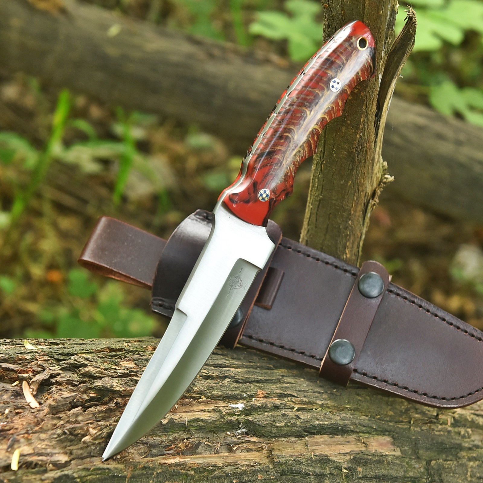 Handmade D2 Custom Red Pine CONE Large Hunting Skinner Camping Sport EDC Knife