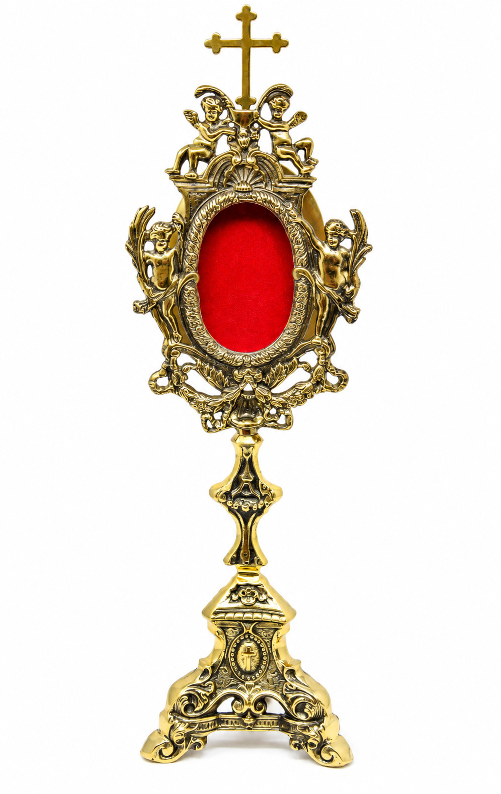 Antique Gothic Style Brass Religious Reliquary for Church or Home