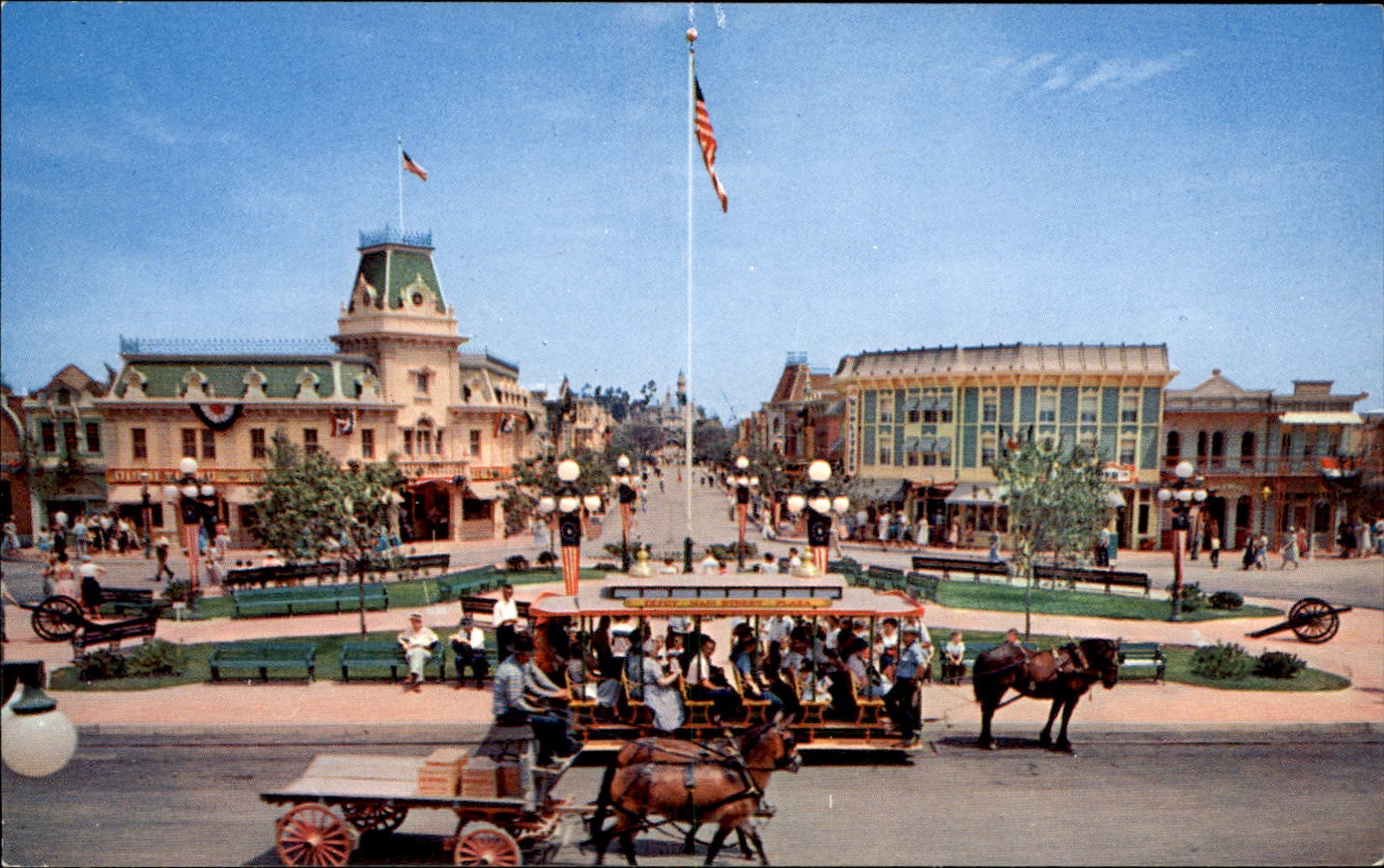 Anaheim CA Town Square Walt Disney Productions c1950s-60s Vintage Postcard Anaheim CA Town Square Walt Disney Productions c1950s-60s Vintage Postcard
