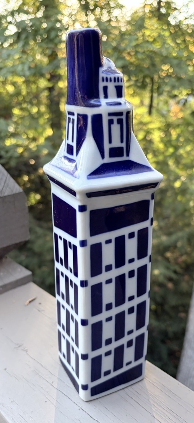 Sargadelos 12” Porcelain Tower Of Hercules Liquor Bottle Signed Sargadelos 12” Porcelain Tower Of Hercules Liquor Bottle Signed