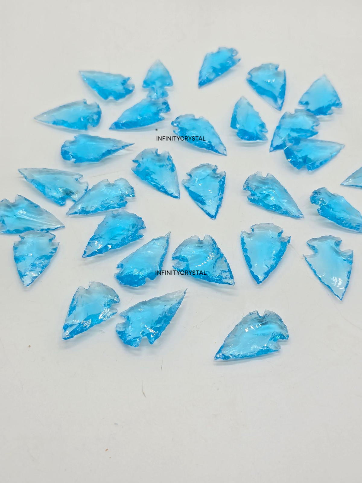 Blue Topaz Glass Arrowhead Handcrafted 1–1.5” Inch Bulk Set – Jewelry Making DIY