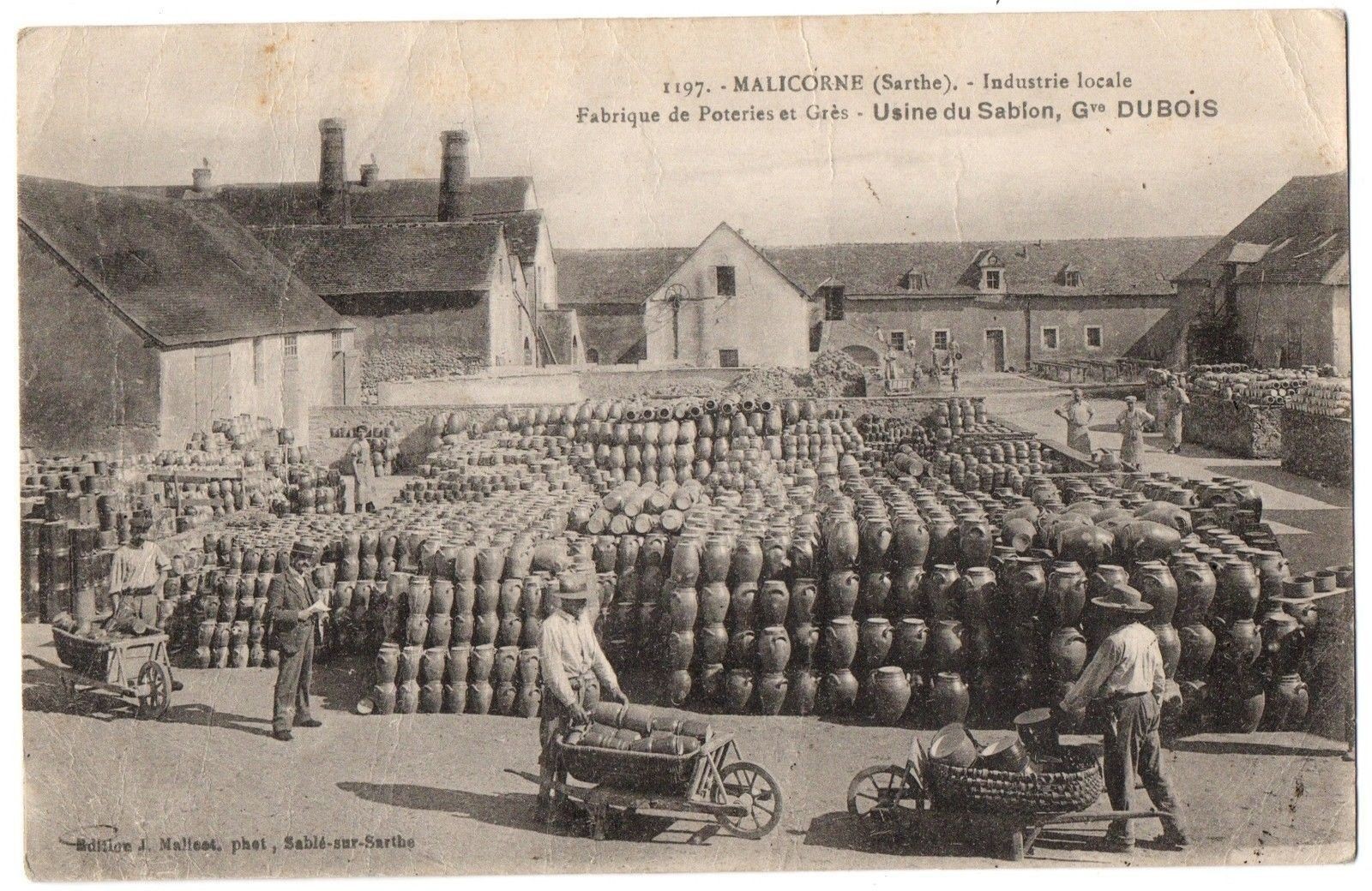 Old postcard 72 - Malicorne (Sarthe) 1197. Pottery and sandstone factory, Sablon factory Old postcard 72 - Malicorne (Sarthe) 1197. Pottery and sandstone factory, Sablon factory